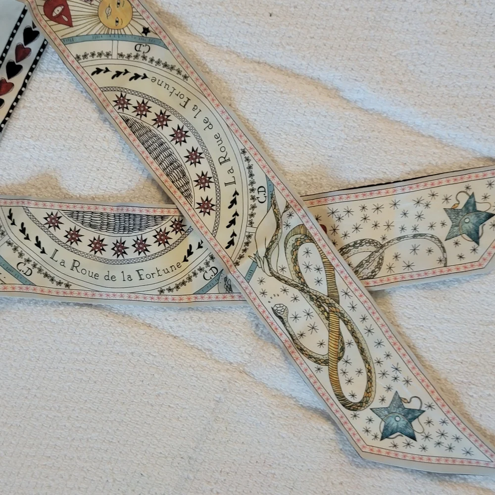 Auth💞Christian Dior Silk La Roue De La Fortune Mitzah Scarf